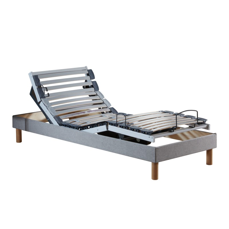 Sommier relaxation électrique lattes tissu gris | RELAXSOM