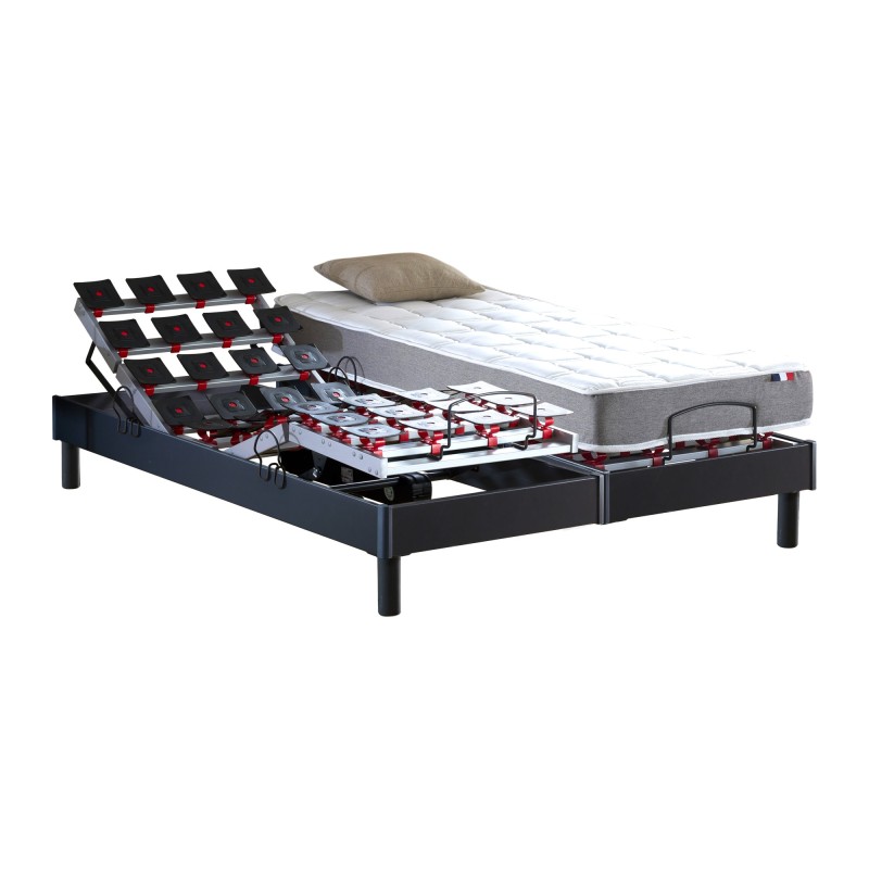Ensemble literie électrique plots | Gris anthracite | Matelas mousse