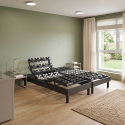 Lot de 2 lits électriques relaxation à plots gris anthracite | RELAXSOM