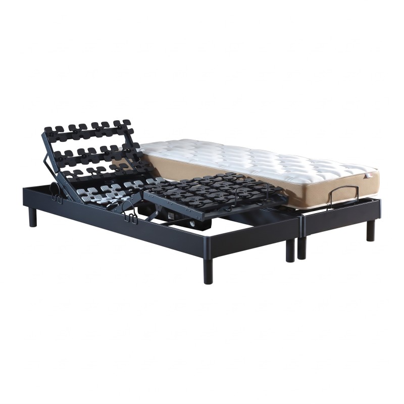 Ensemble literie électrique plots | Gris anthracite | Matelas latex