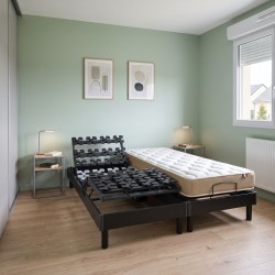 Ensemble literie électrique plots | Gris anthracite | Matelas latex