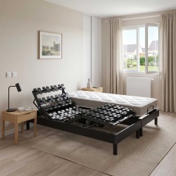 Ensemble literie électrique plots | Gris anthracite | Matelas mémoire de forme