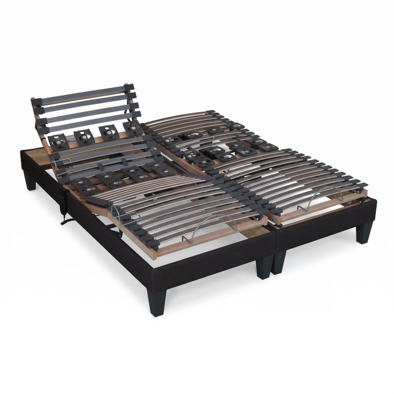 Lot de 2 lits électriques lattes & plots | Gris anthracite | RELAXSOM