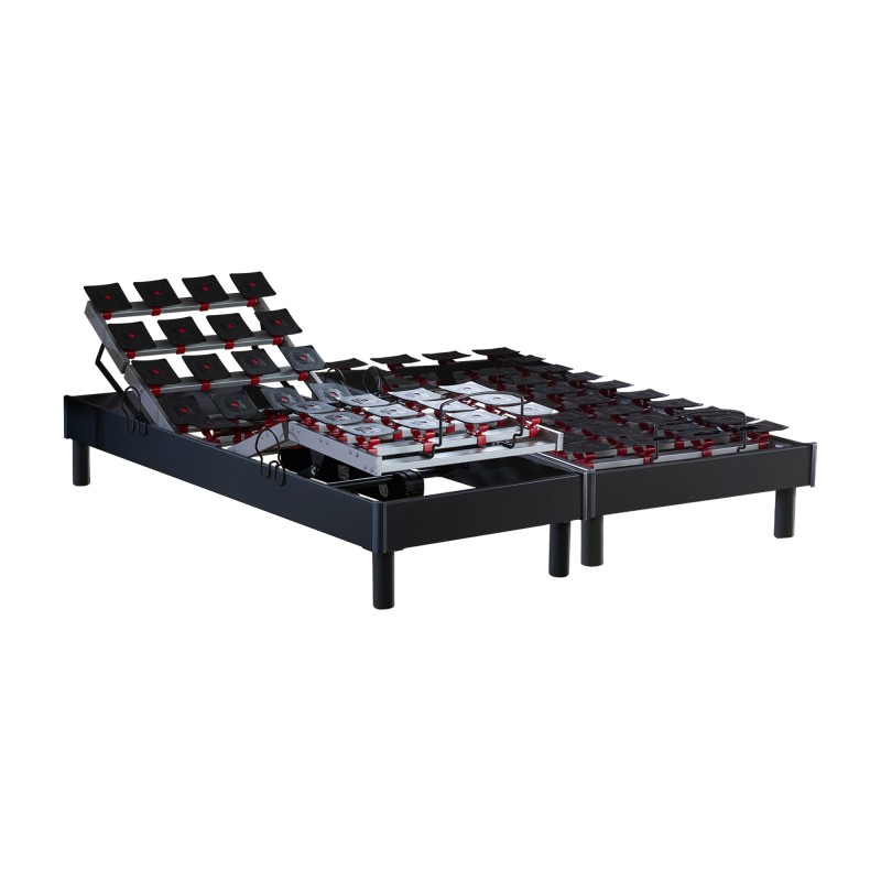 Lot de 2 lits électriques à plots réglables | Gris anthracite | RELAXSOM
