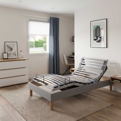 Sommier relaxation électrique lattes tissu gris | RELAXSOM