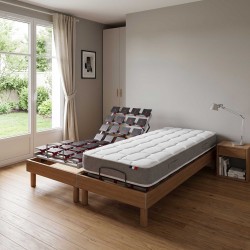 Ensemble literie électrique plots | Chêne clair  | Matelas mousse