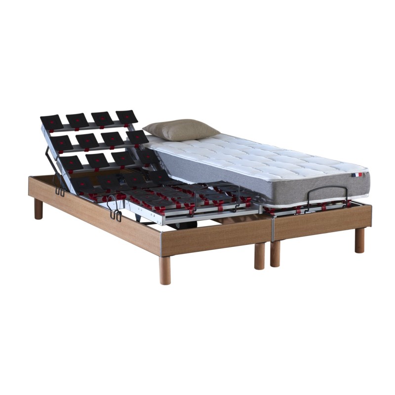 Ensemble literie électrique plots | Chêne clair  | Matelas mousse