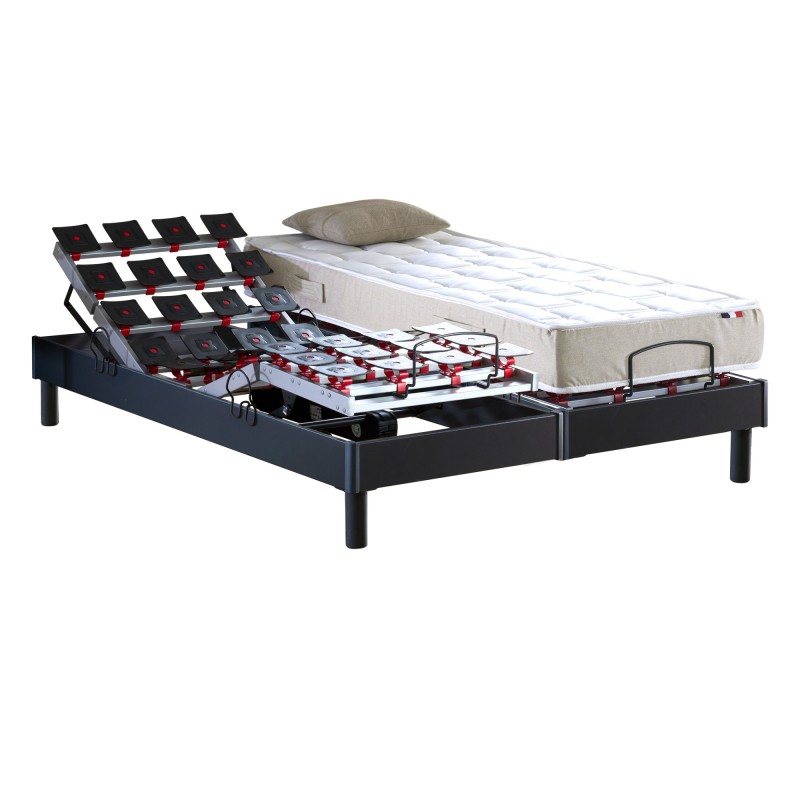 Ensemble literie électrique plots | Gris anthracite | Matelas latex