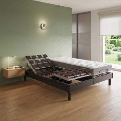 Ensemble literie électrique plots | Gris anthracite | Matelas mémoire de forme